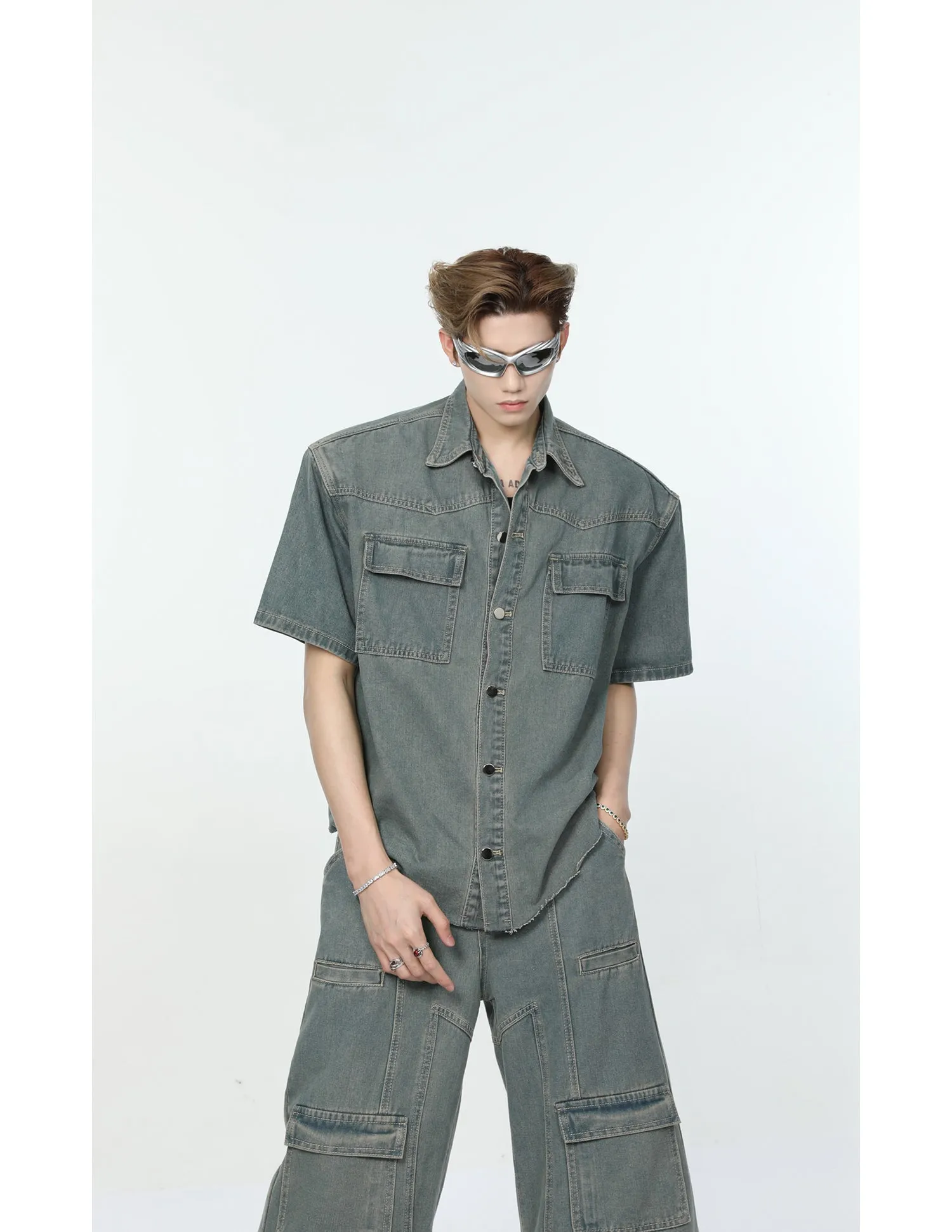 【24s Sep.】Multi-pocket Denim Shirt   High Street Jeans