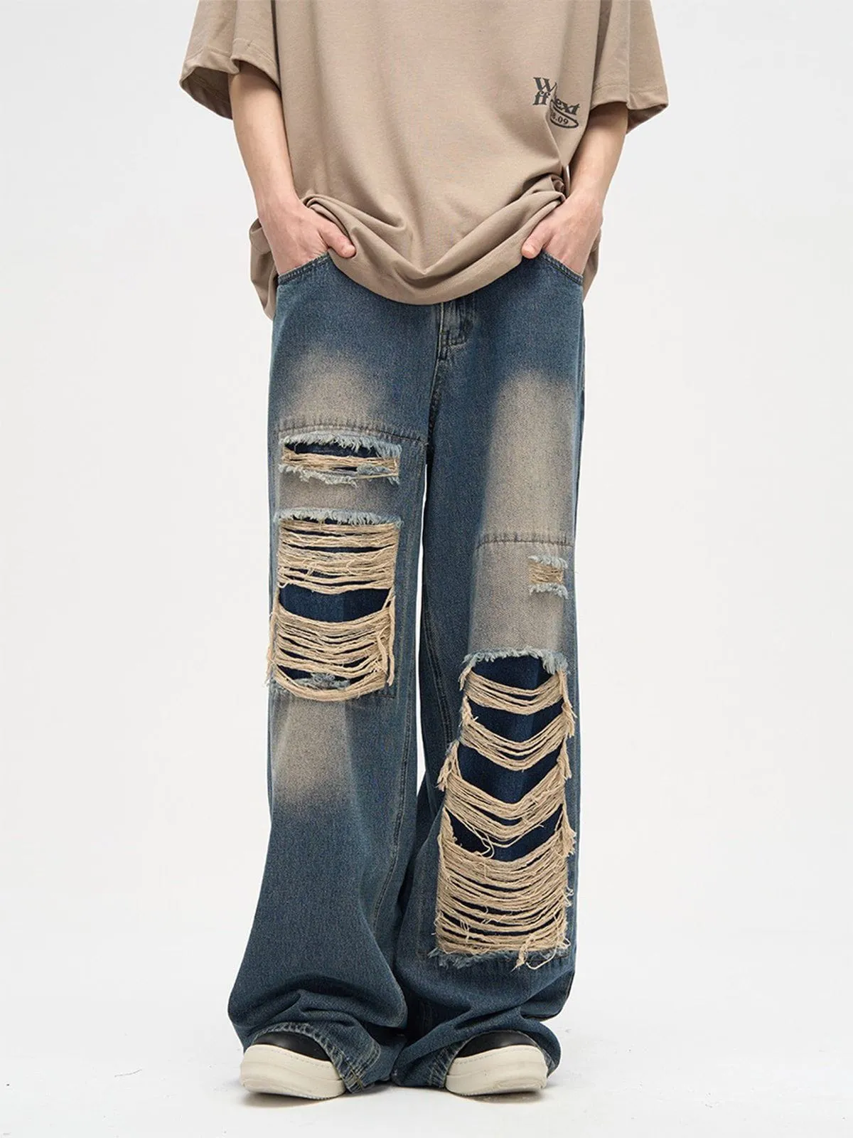 Aelfric Eden Distressed Design Loose Jeans