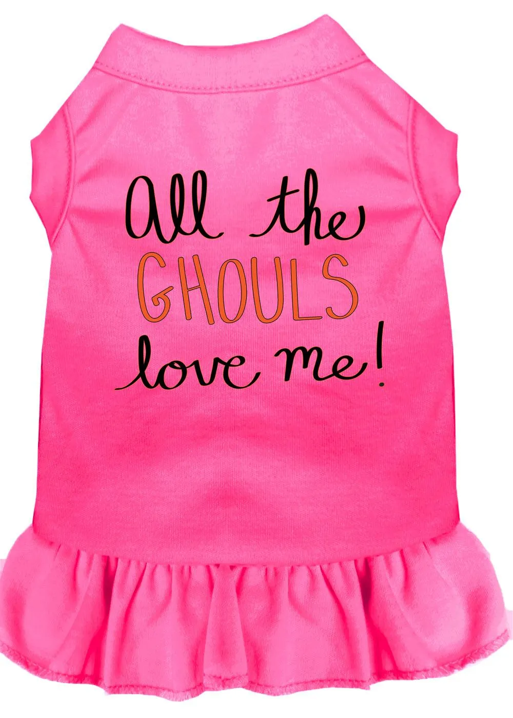 All The Ghouls Screen Print Dog Dress Bright Pink 4x (22)