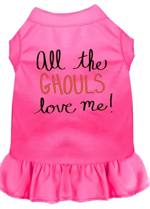 All The Ghouls Screen Print Dog Dress Bright Pink 4x (22)