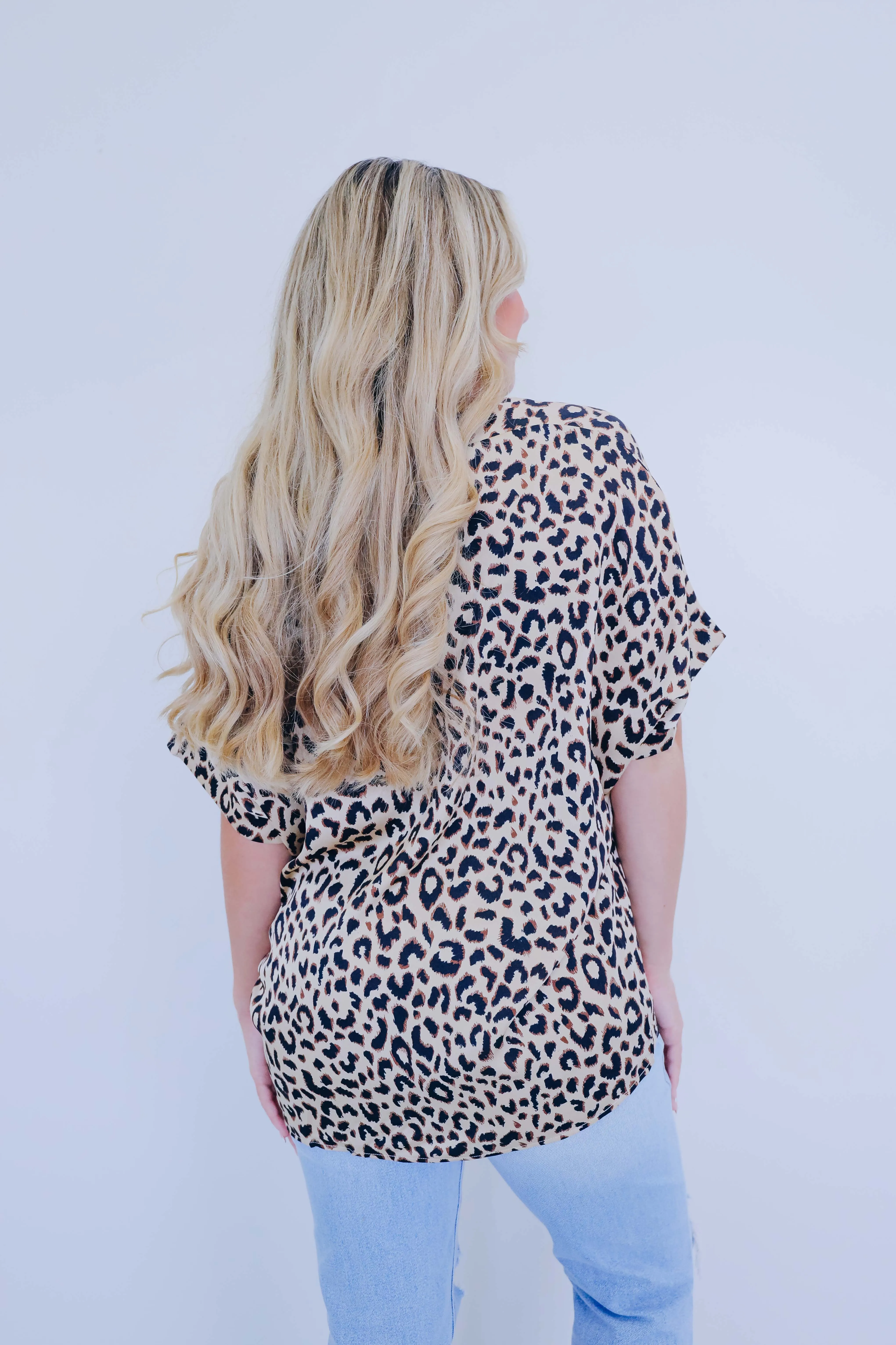 Angie Animal Print V-Neck Blouse