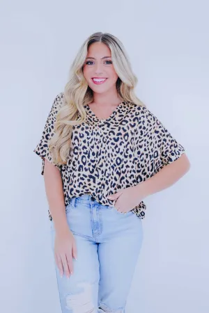 Angie Animal Print V-Neck Blouse