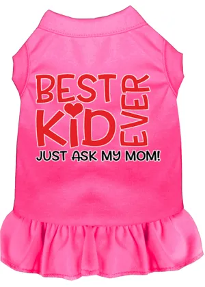 Ask My Mom Screen Print Dog Dress Bright Pink Lg (14)