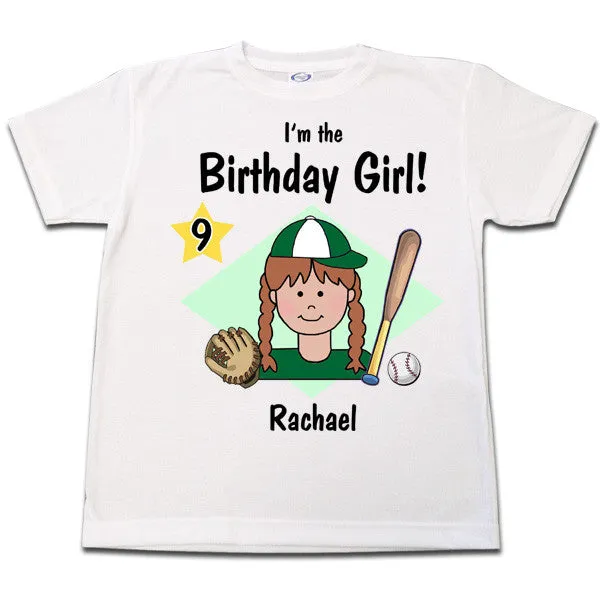 Baseball Kid Birthday T Shirt - Girl