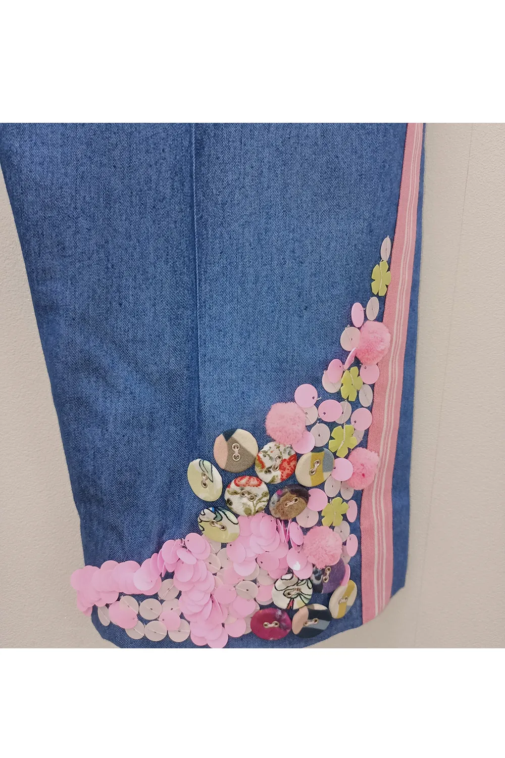 Blue soft denim embroidered jacket with pants