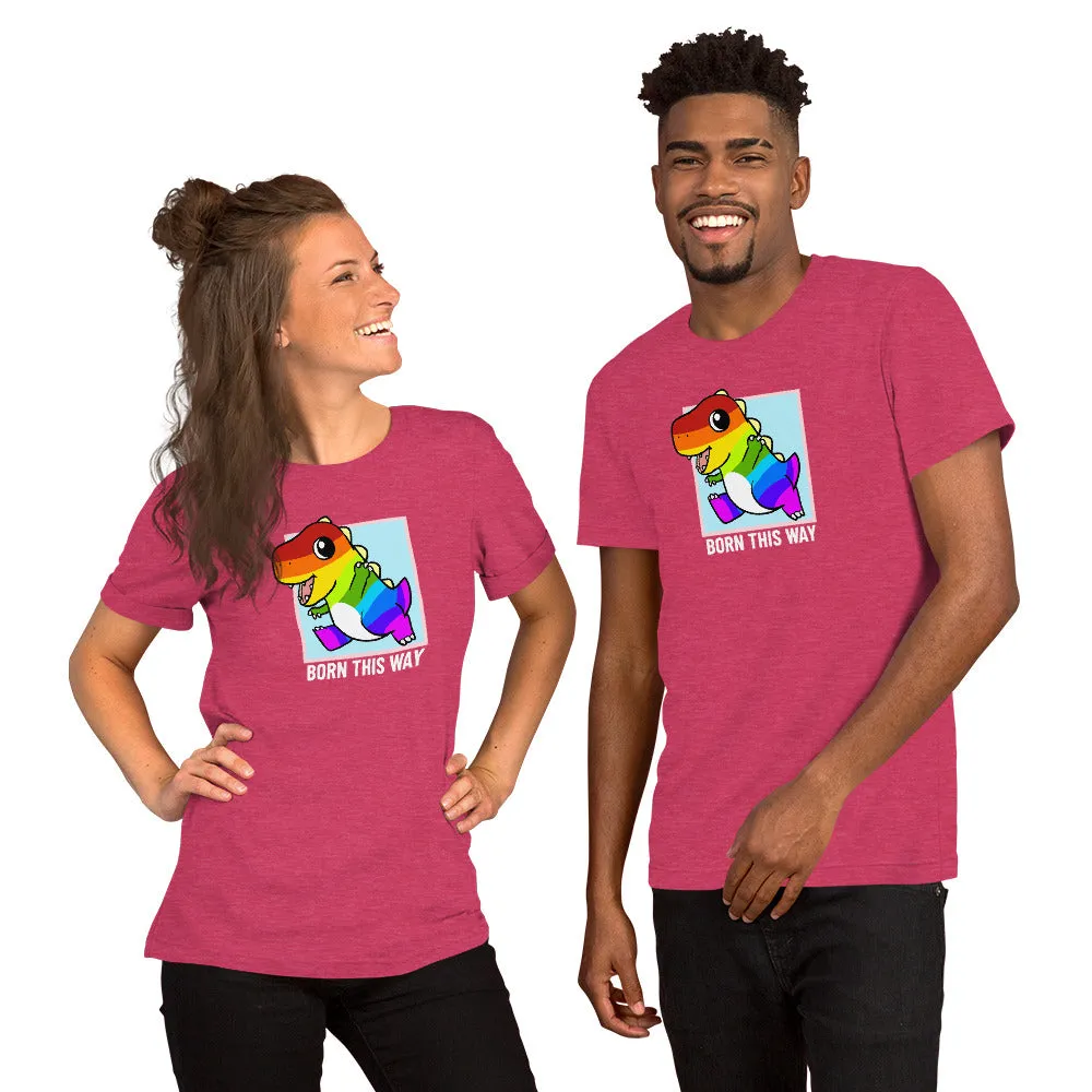 Born This Way LGBT Pride Cartoon Dinosaur Short-Sleeve Unisex T-Shirt