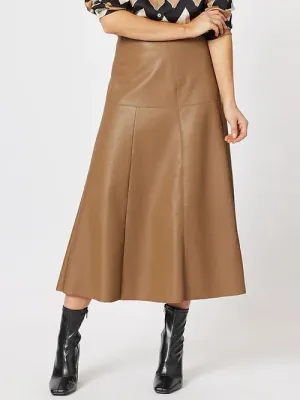 Brooke Vegan Leather Skirt - Coffee