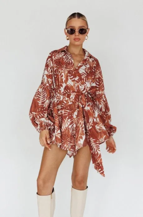 Button Front Puff Sleeved Romper  *Online Only*