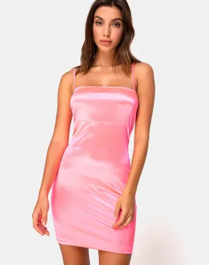 Cecile Slip Dress in Neon Pink