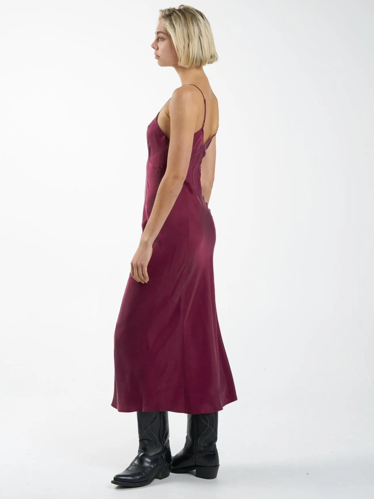 Chelsea Full Length Slip Dress - Wine