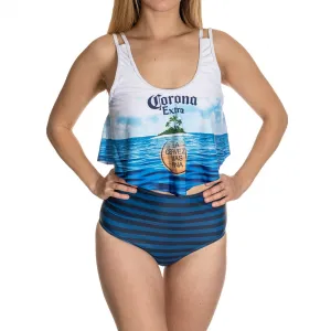 Corona Extra Beach Scene 2-Piece Ruffled Swimsuit