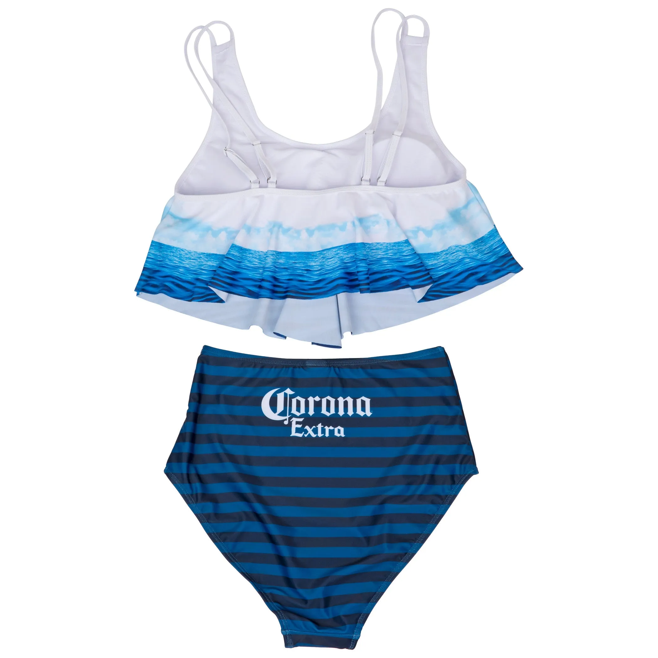 Corona Extra Beach Scene 2-Piece Ruffled Swimsuit