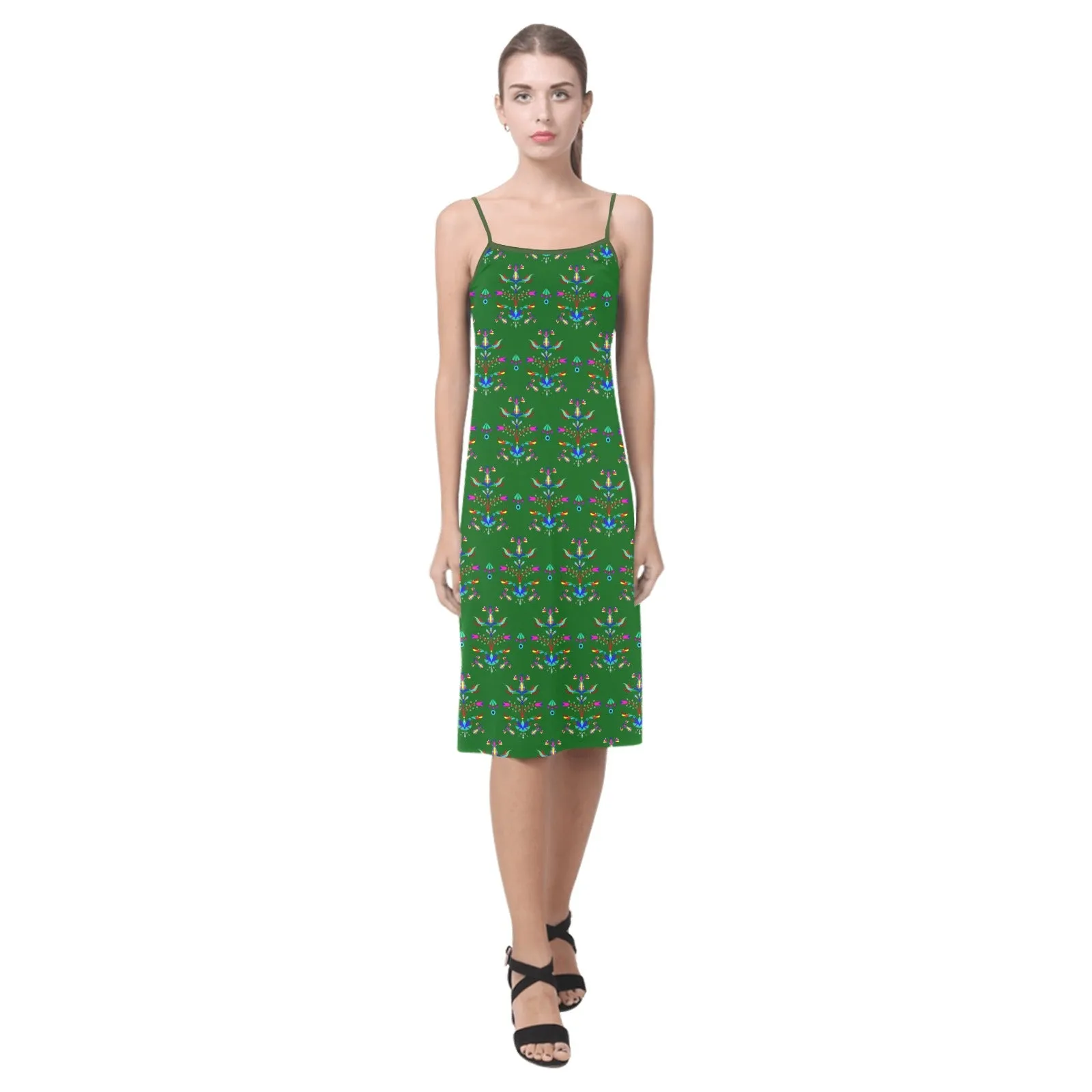 Dakota Damask Green Alcestis Slip Dress