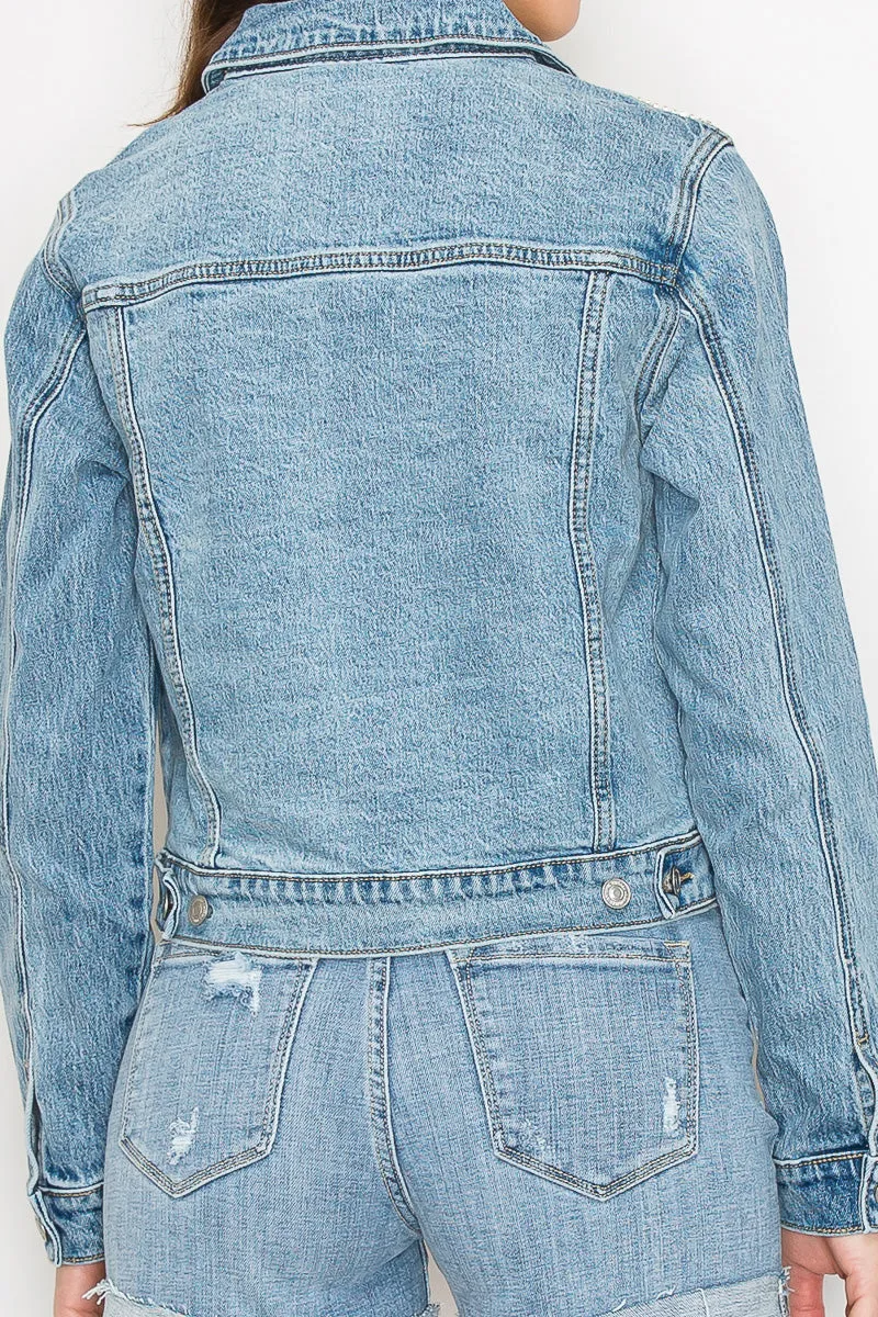 Danna Embellished Classic Denim Jacket