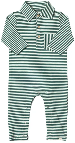 Dark Green/White Stripe Kingston Polo Romper