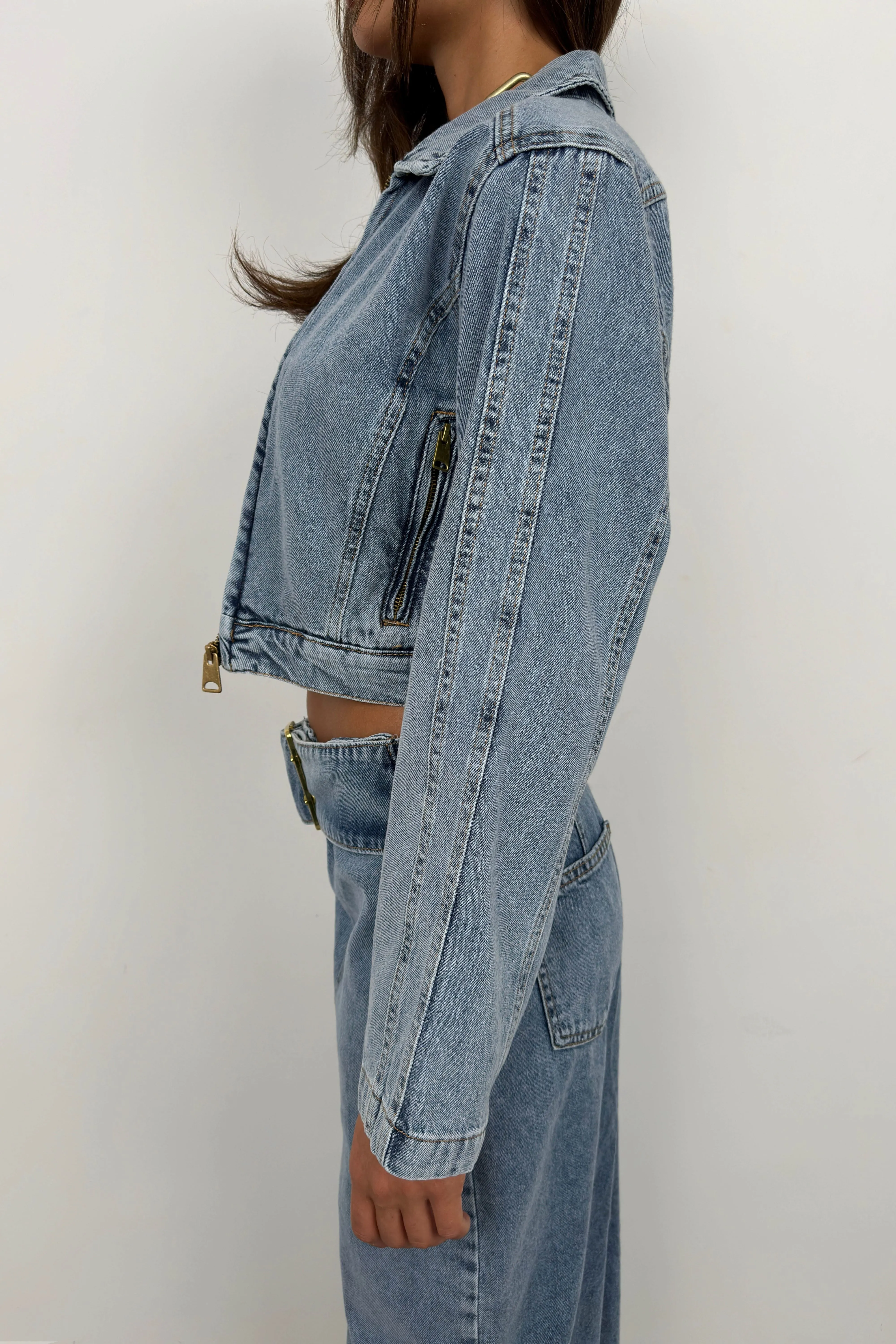 Denim Jacket with Zipper