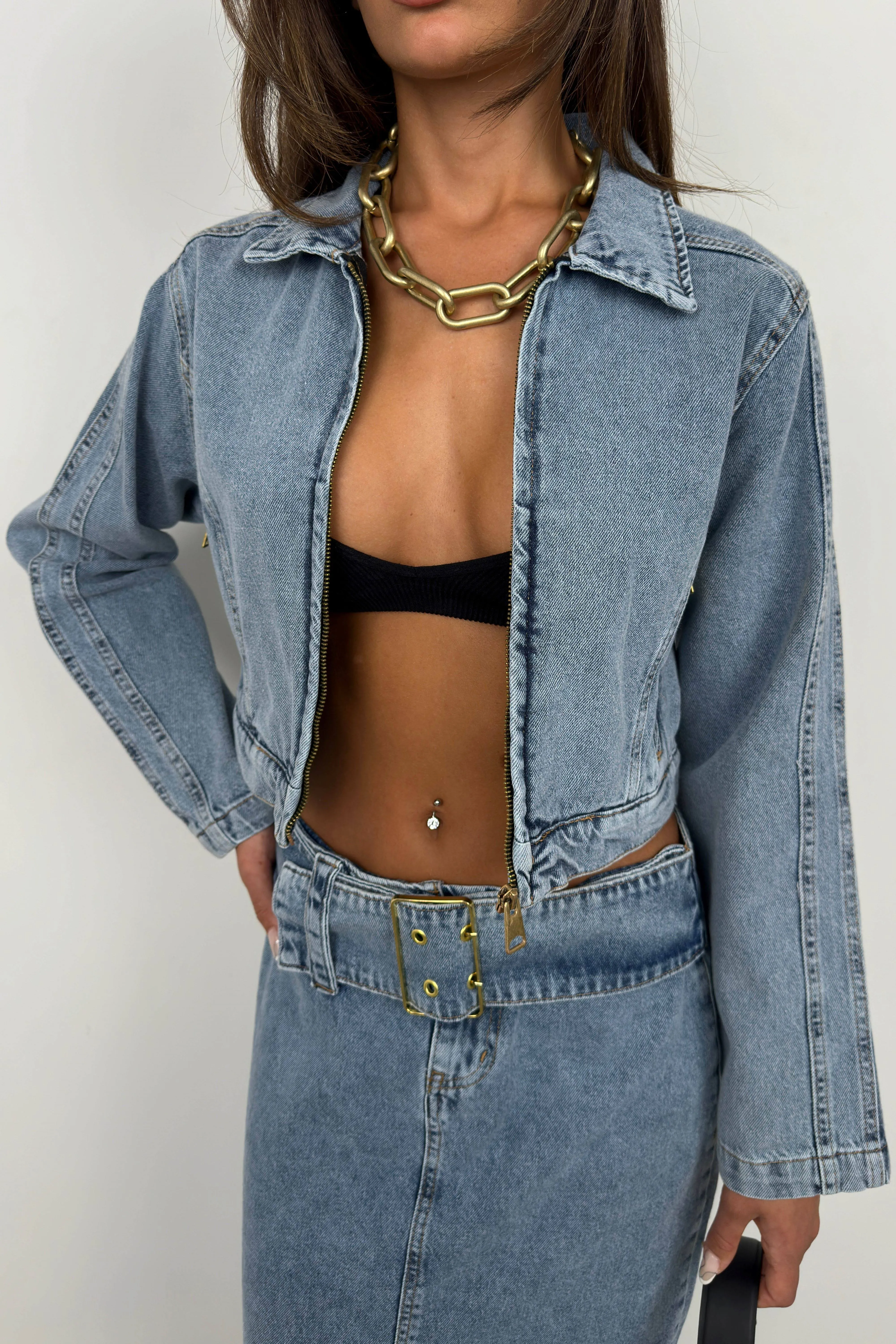 Denim Jacket with Zipper