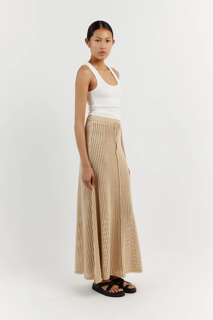 DENNY WHEAT A-LINE MAXI SKIRT