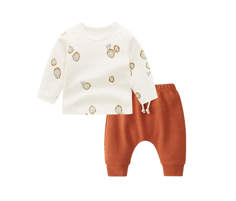 EARTHY ORANGES Organic Cotton Top and Pants Set