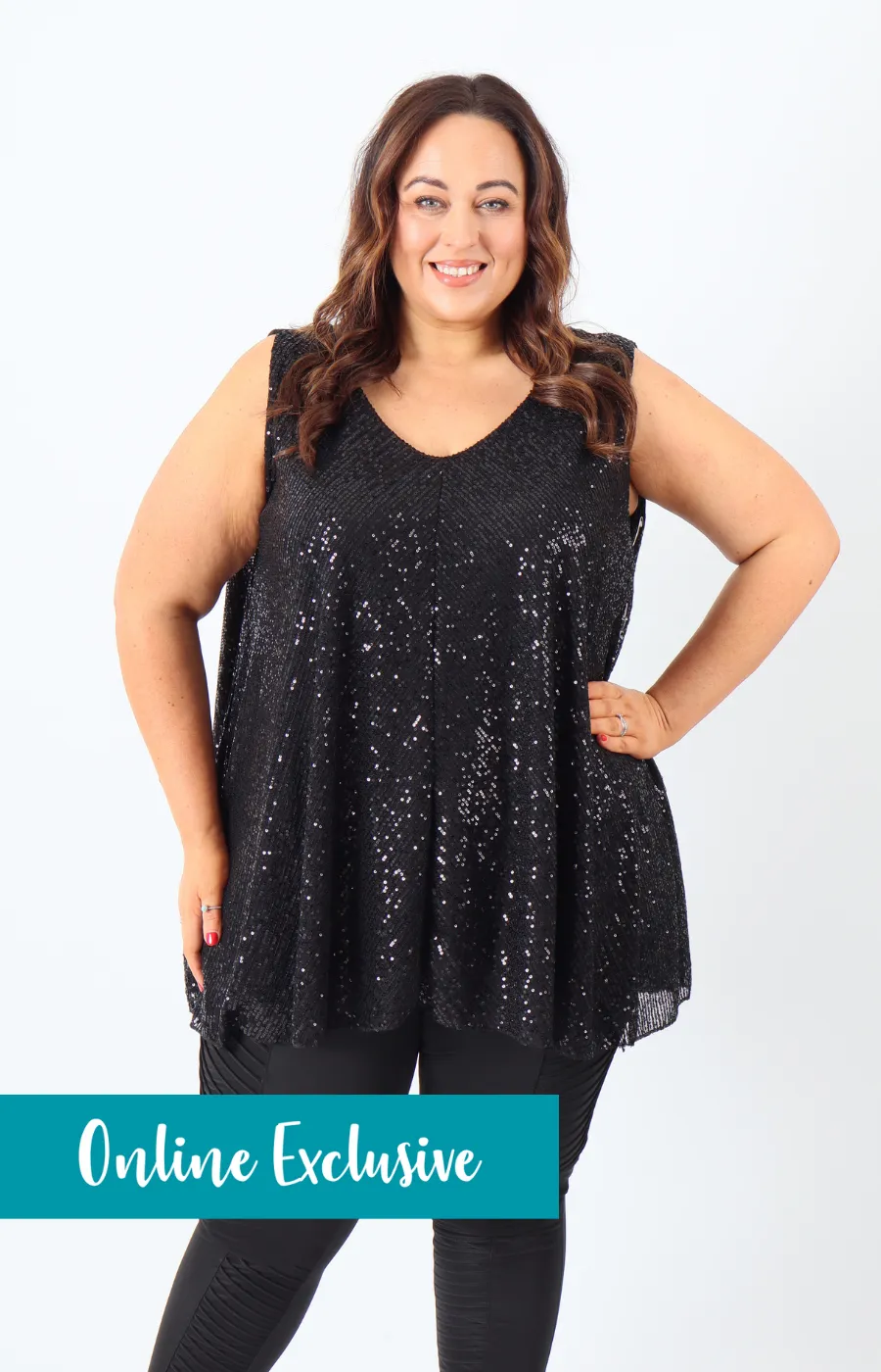 Elizabeth Sequin Vest Top in Black