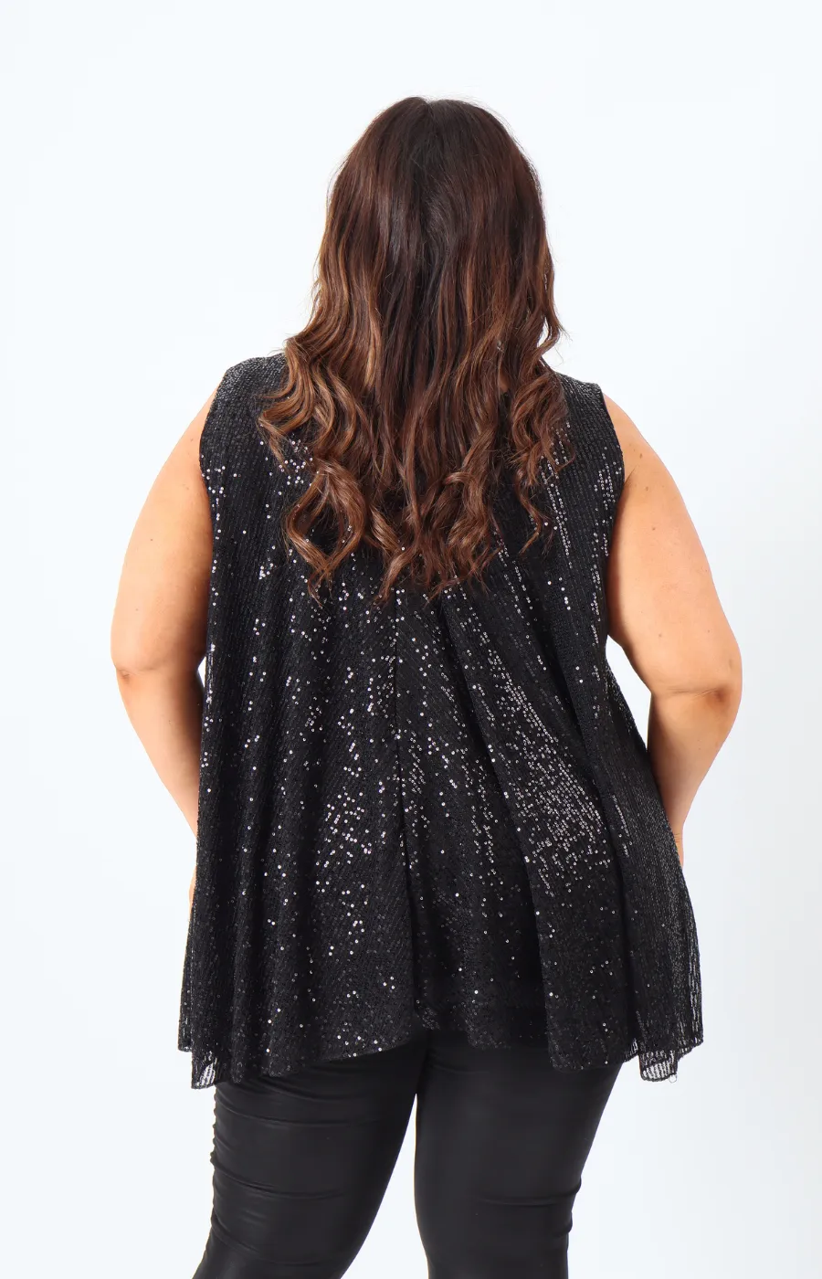 Elizabeth Sequin Vest Top in Black