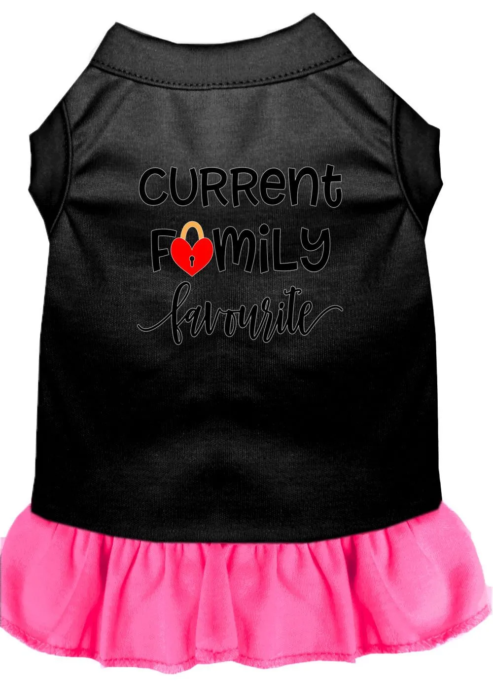 Family Favorite Screen Print Dog Dress Black With Bright Pink Xl