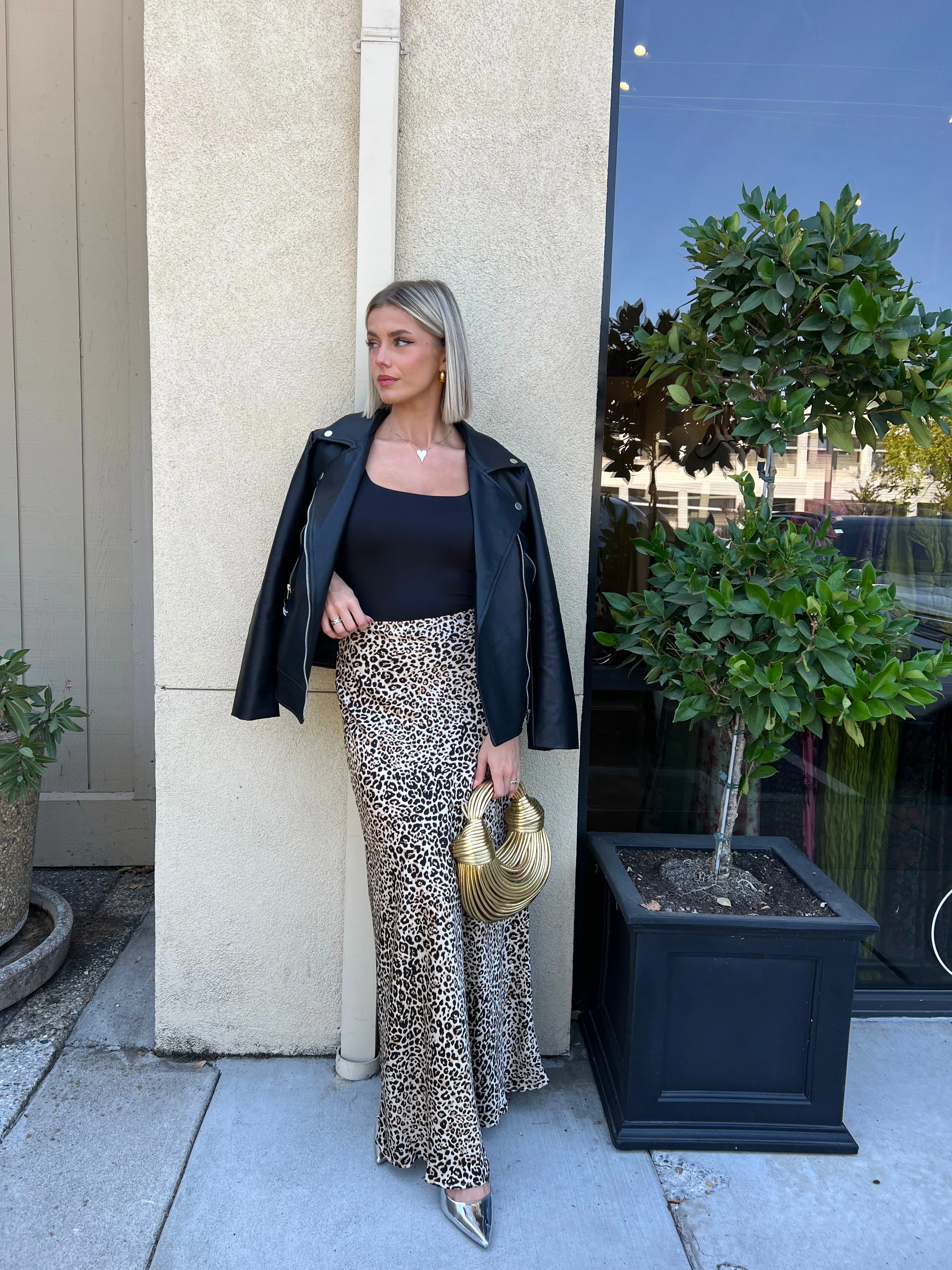 FENWAY ANIMAL PRINT SLIP MAXI SKIRT