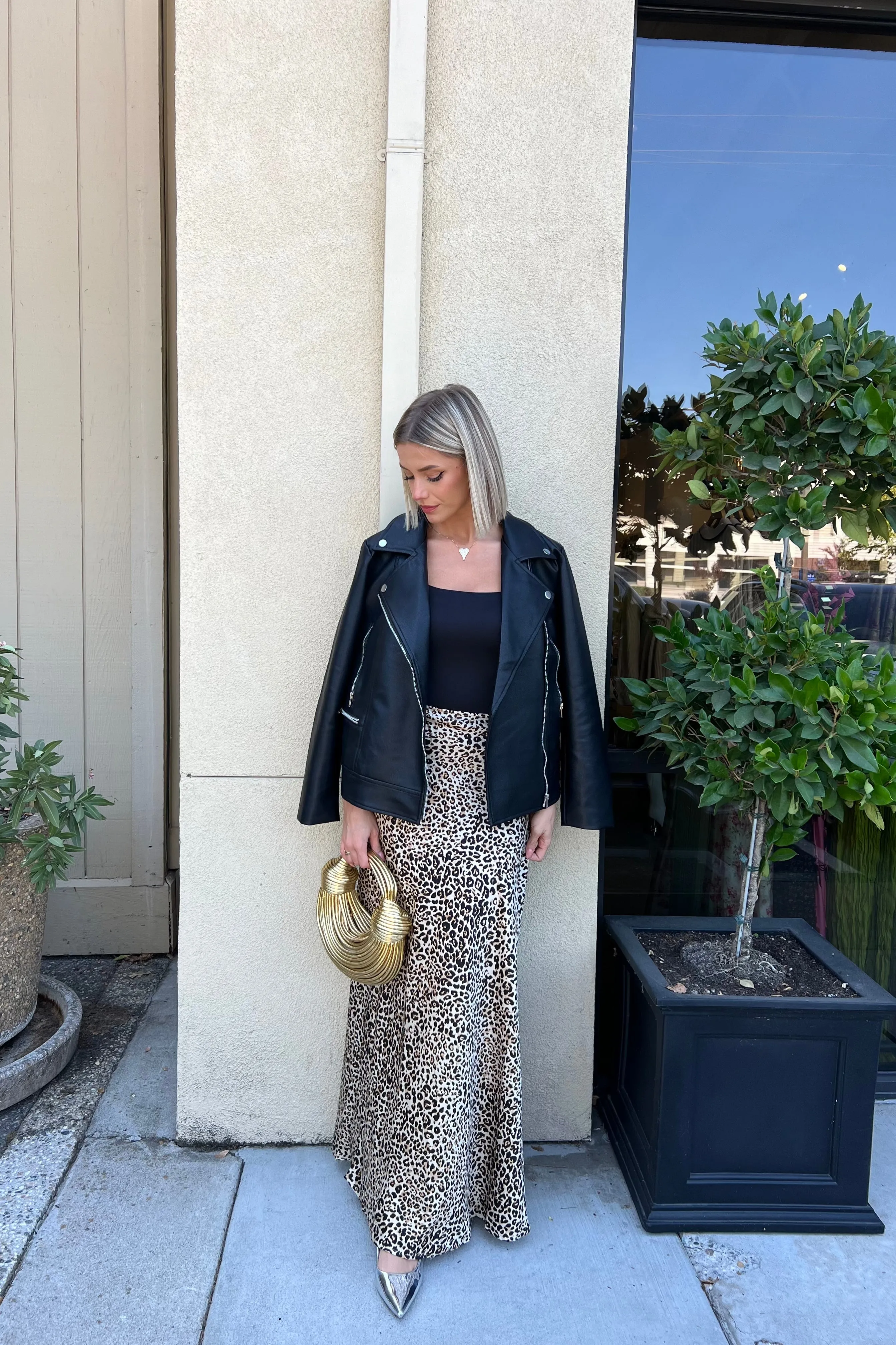 FENWAY ANIMAL PRINT SLIP MAXI SKIRT