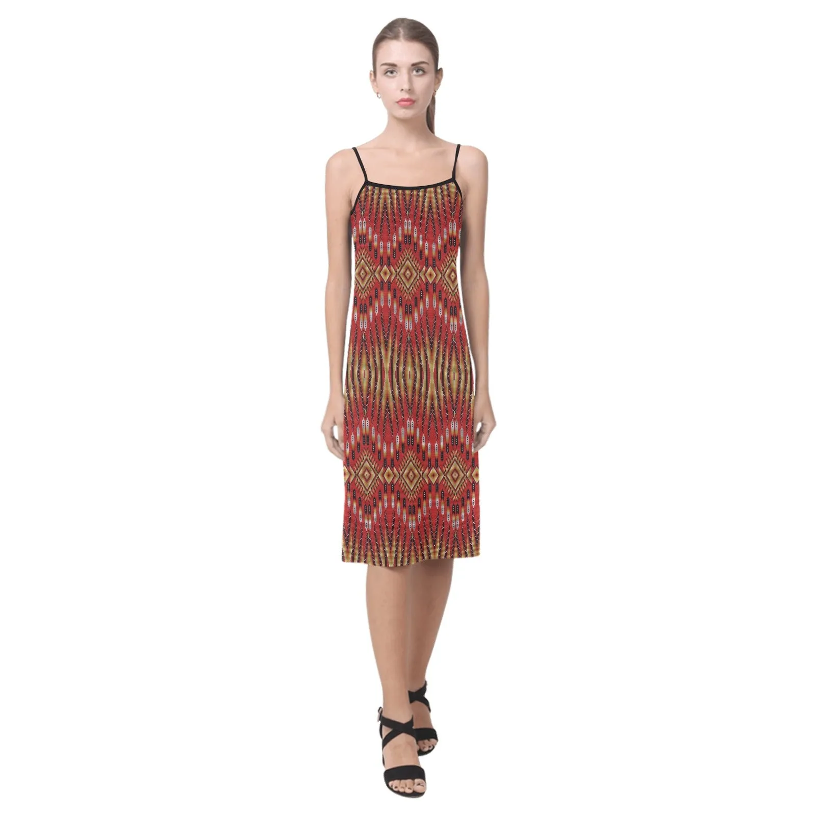 Fire Feather Red Alcestis Slip Dress