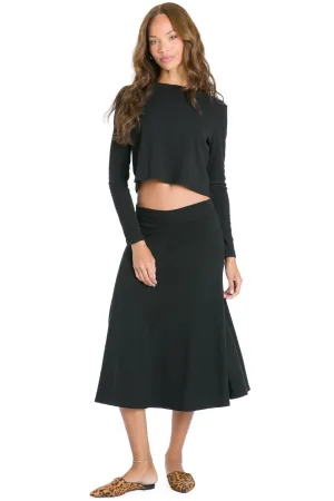 Flat Waist Midi Skirt