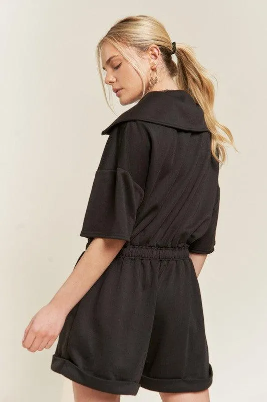 French Terry Front Zip Plus Size Romper