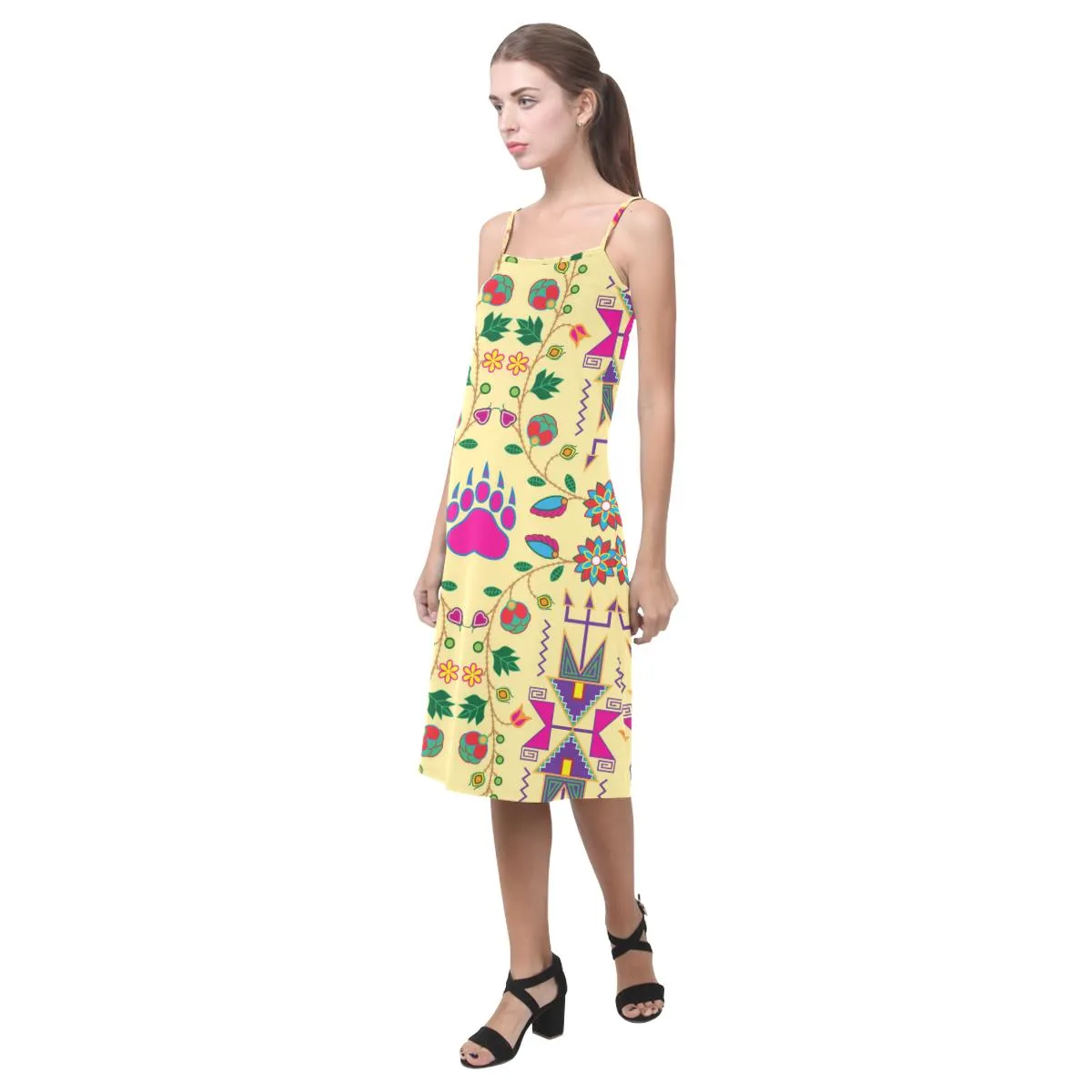 Geometric Floral Fall - Vanilla Alcestis Slip Dress