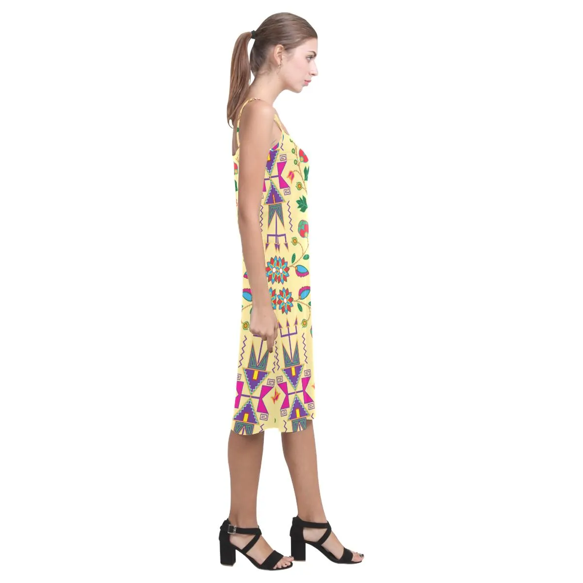 Geometric Floral Fall - Vanilla Alcestis Slip Dress