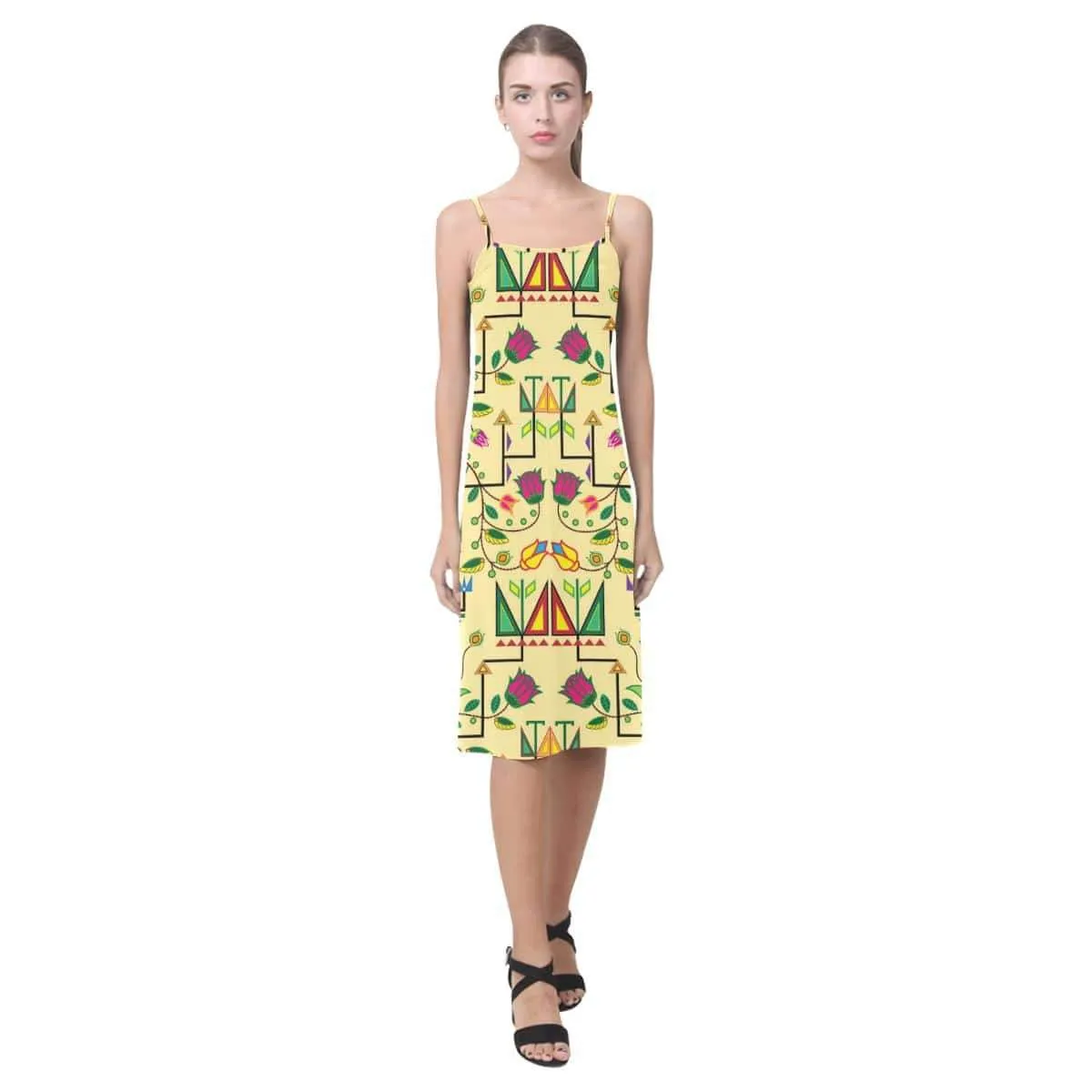 Geometric Floral Summer - Vanilla Alcestis Slip Dress