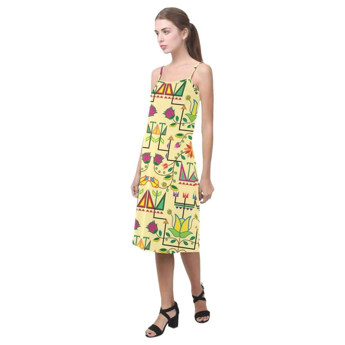 Geometric Floral Summer - Vanilla Alcestis Slip Dress