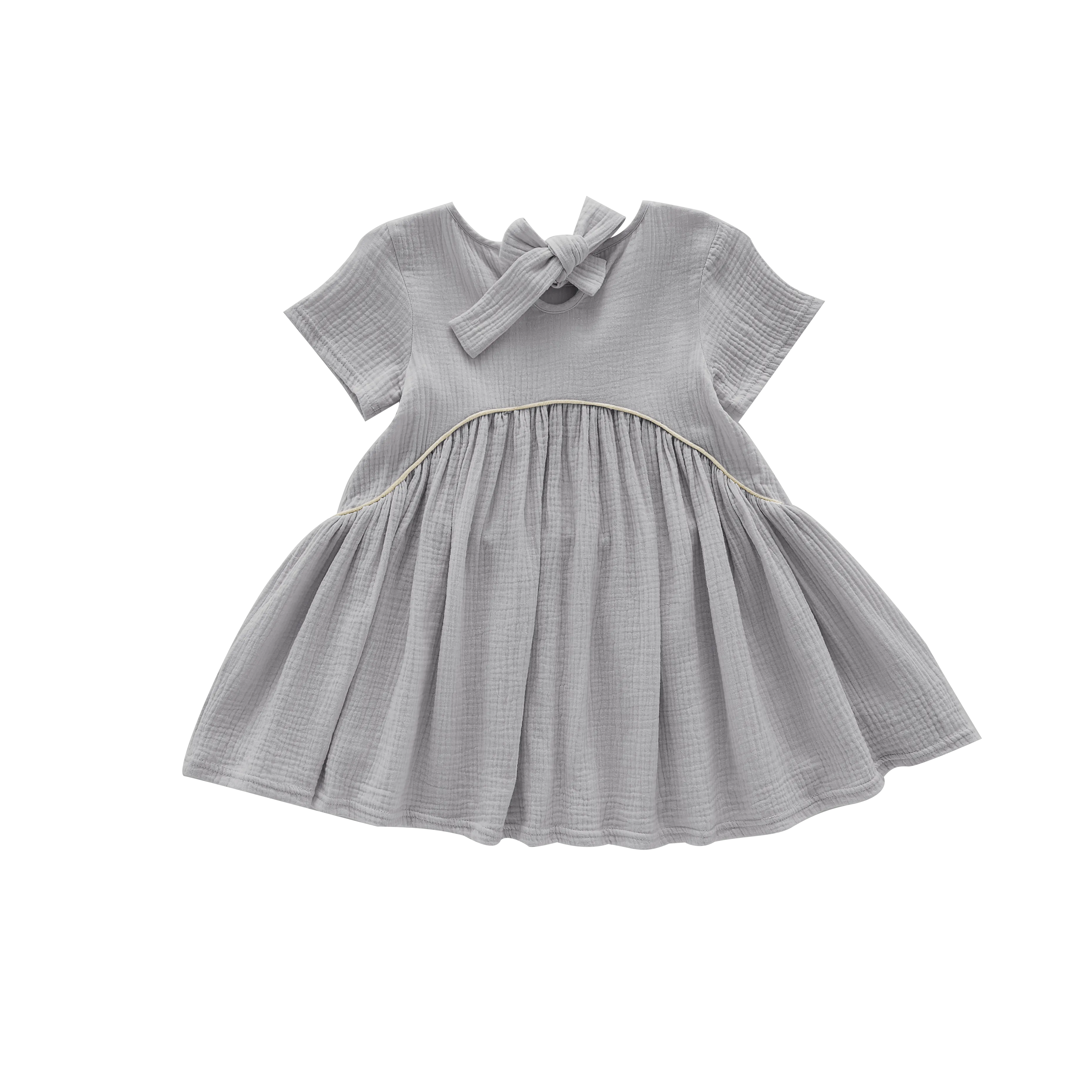 Girls Hi-Low Drop Waist Dress | Light Grey