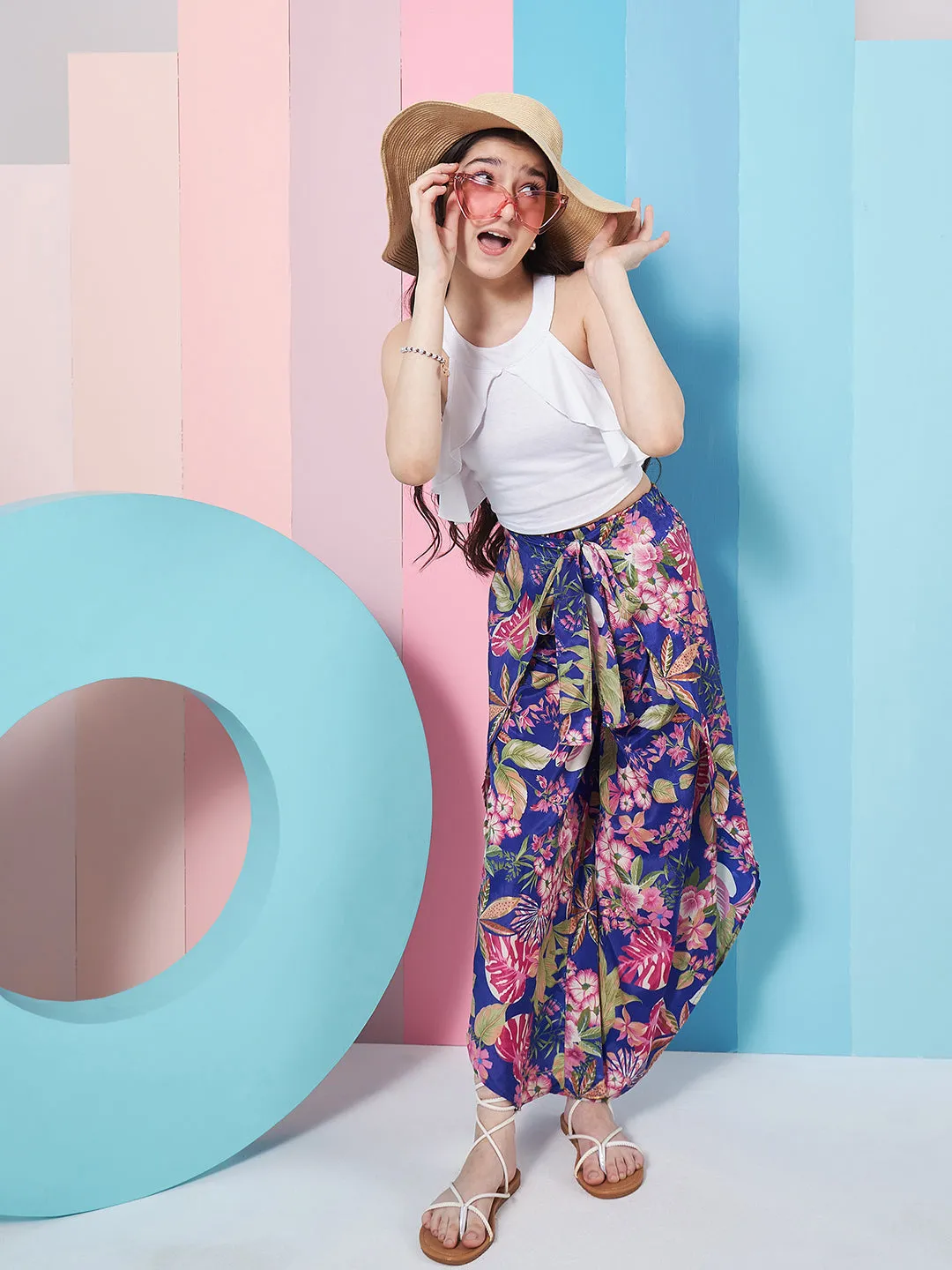 Girls Sleeveless Ruffled Top With Trouser - PS Peaches