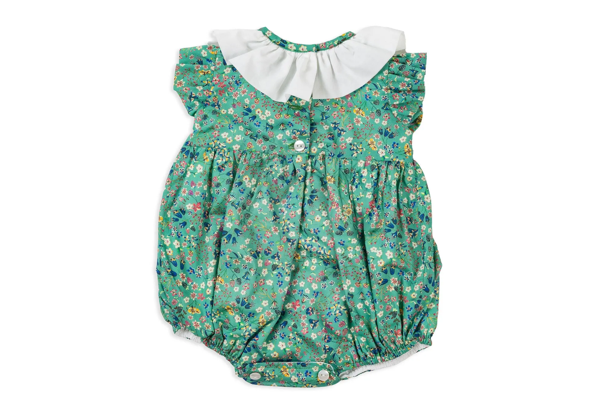 Green Floral Hand Embroidered Romper