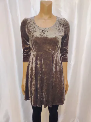 Grey Velvet Half Sleeve Mini Dress