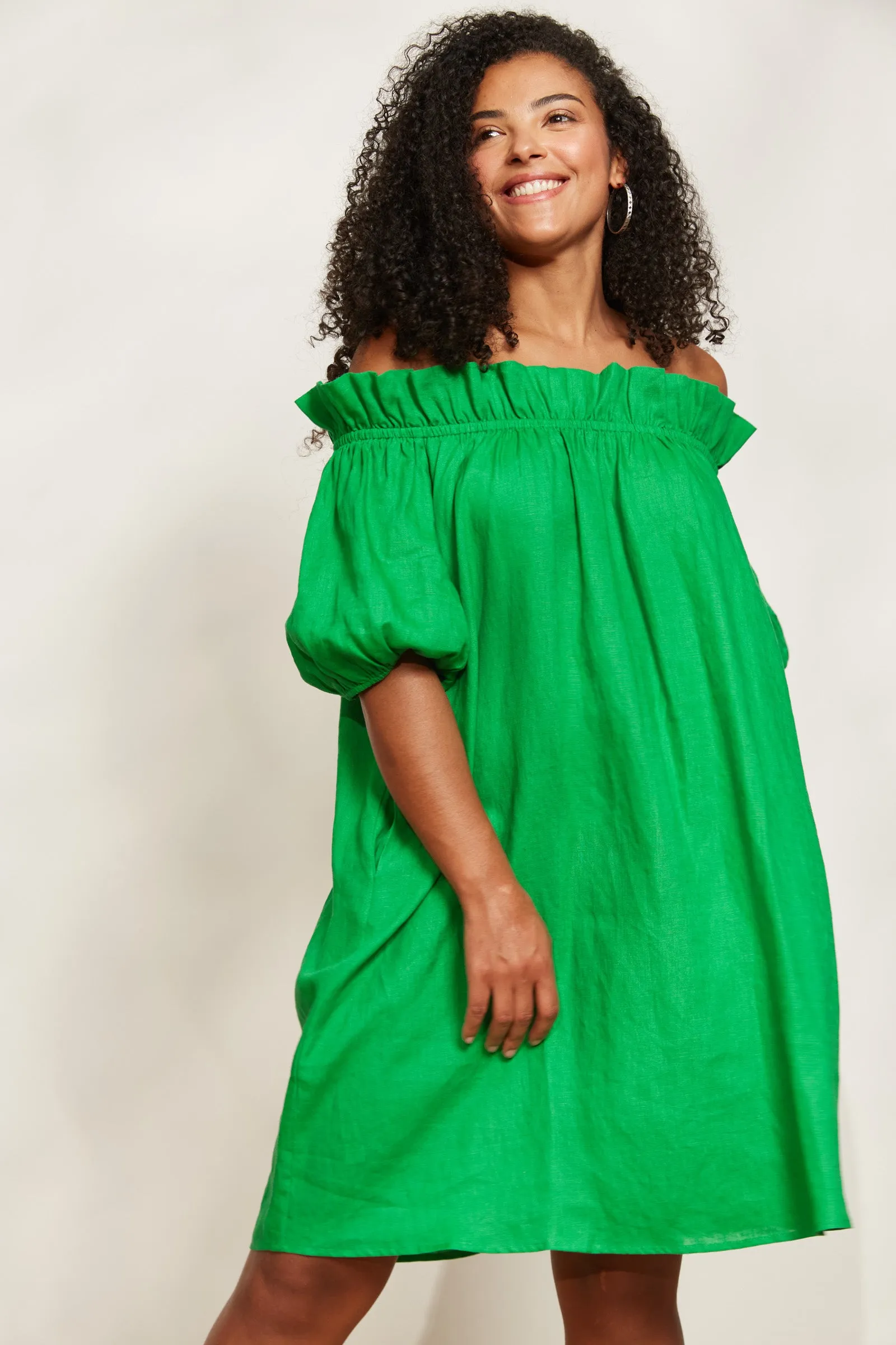 Halcyon Ruched Dress - Emerald