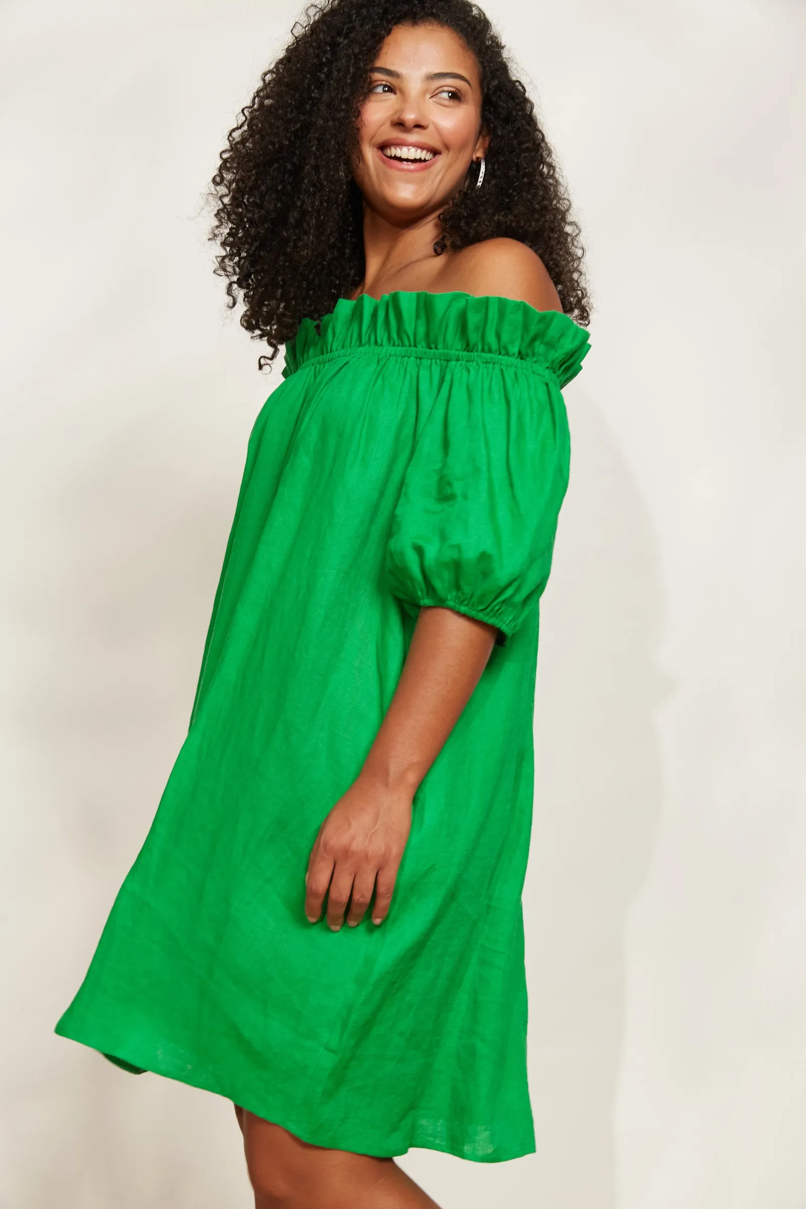 Halcyon Ruched Dress - Emerald