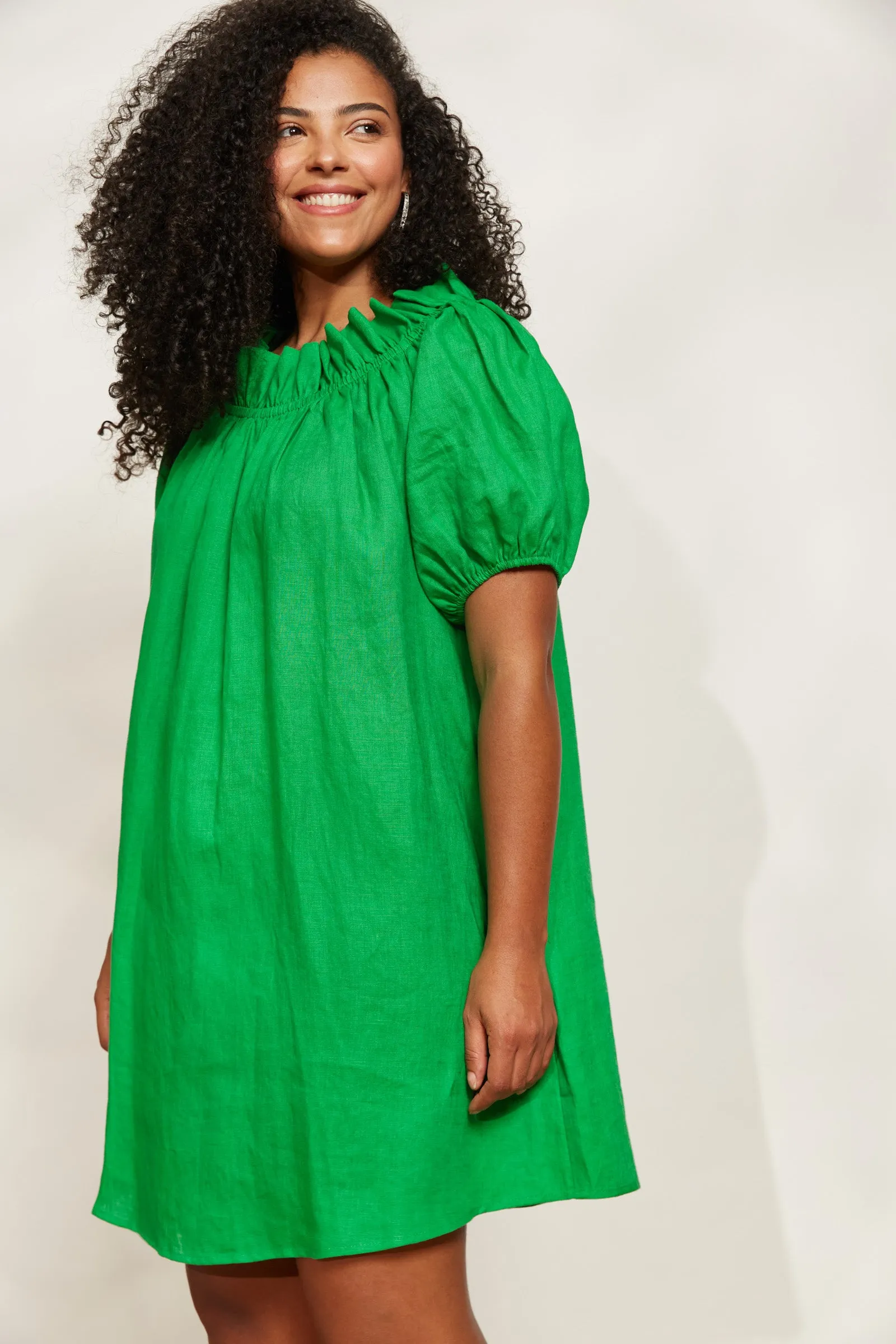 Halcyon Ruched Dress - Emerald