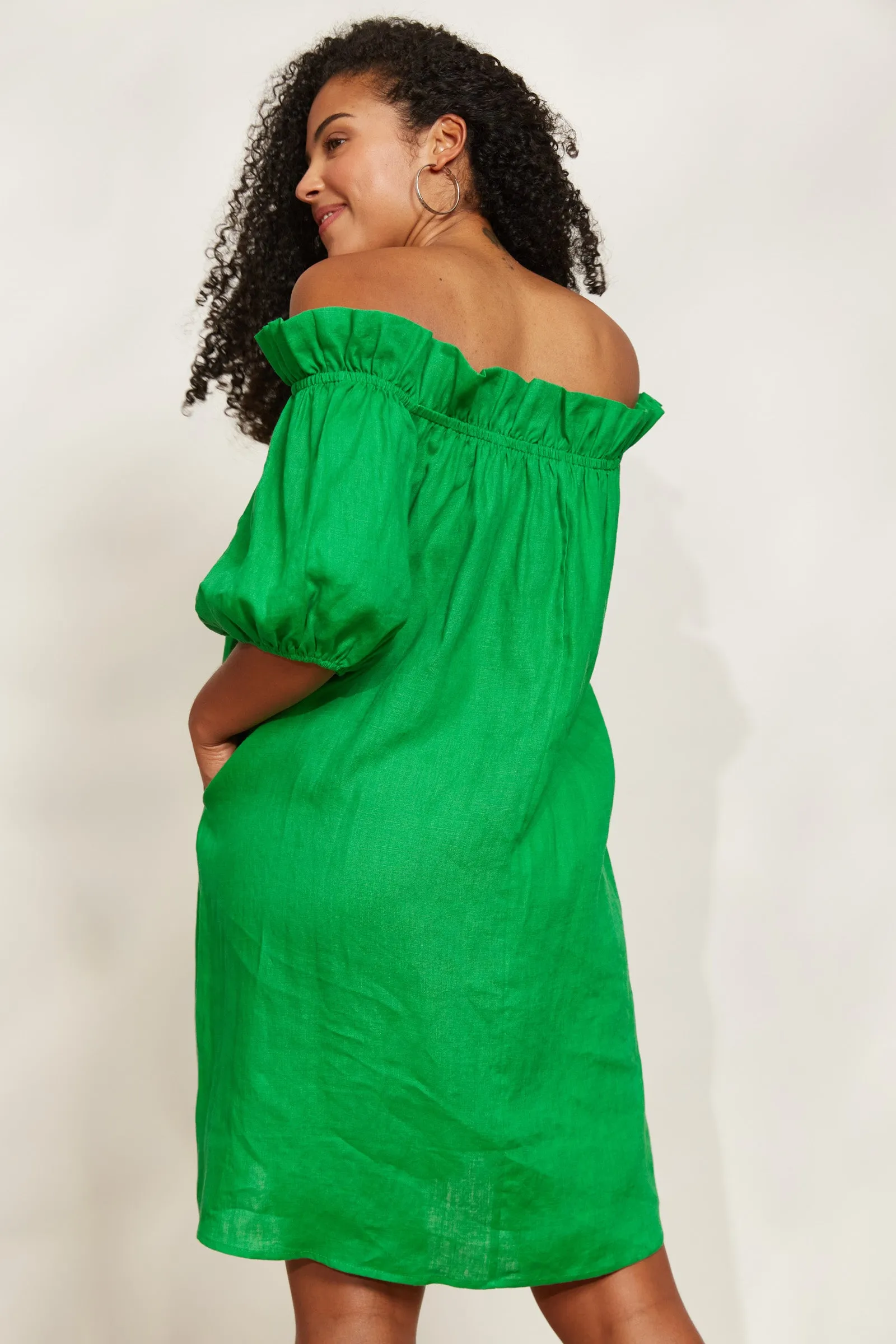 Halcyon Ruched Dress - Emerald