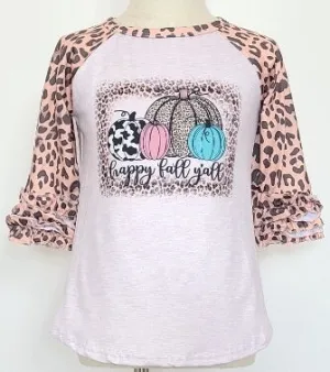 Happy Fall Y'all-Animal Print Pumpkin Raglan