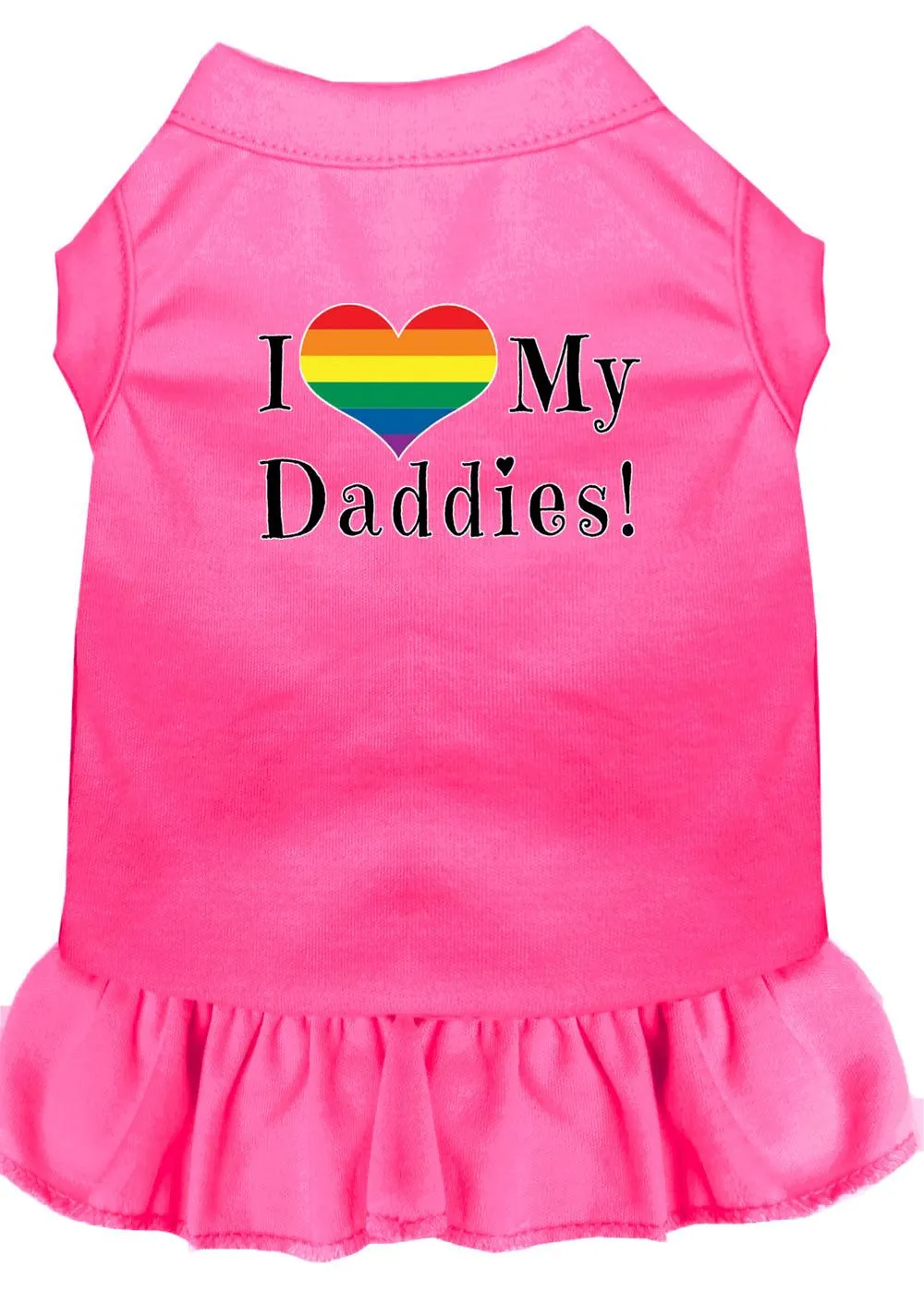 I Heart My Daddies Screen Print Dog Dress Bright Pink Xxxl