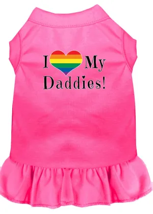 I Heart My Daddies Screen Print Dog Dress Bright Pink Xxxl