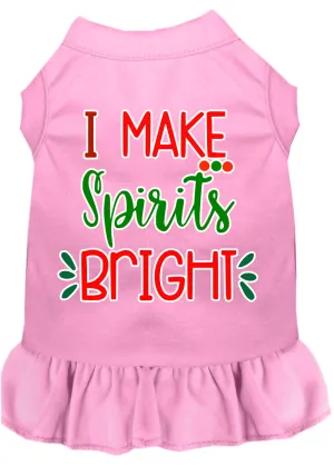 I Make Spirits Bright Screen Print Dog Dress Light Pink Sm