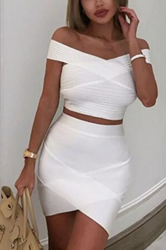 Jay High Waist Bandage Mini Skirt - Pearl White