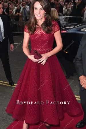 Kate Middleton Burgundy Tea Length Dress 42nd Street Opening Night