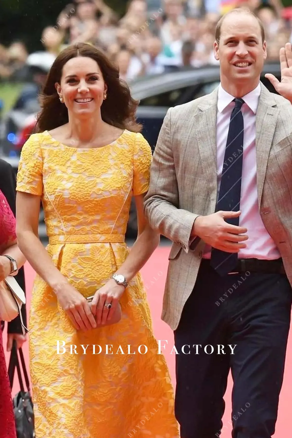 Kate Middleton Yellow Short Dress Paris & Germany Royal Tour 2017